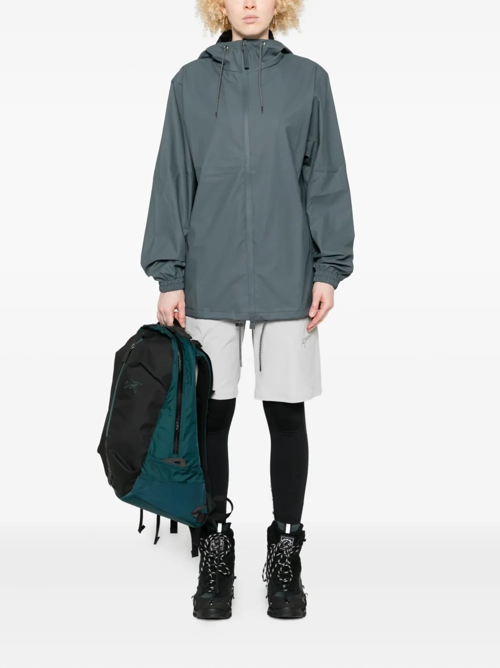 Rains Storm Breaker Hooded Zip-front Jacket In Blue