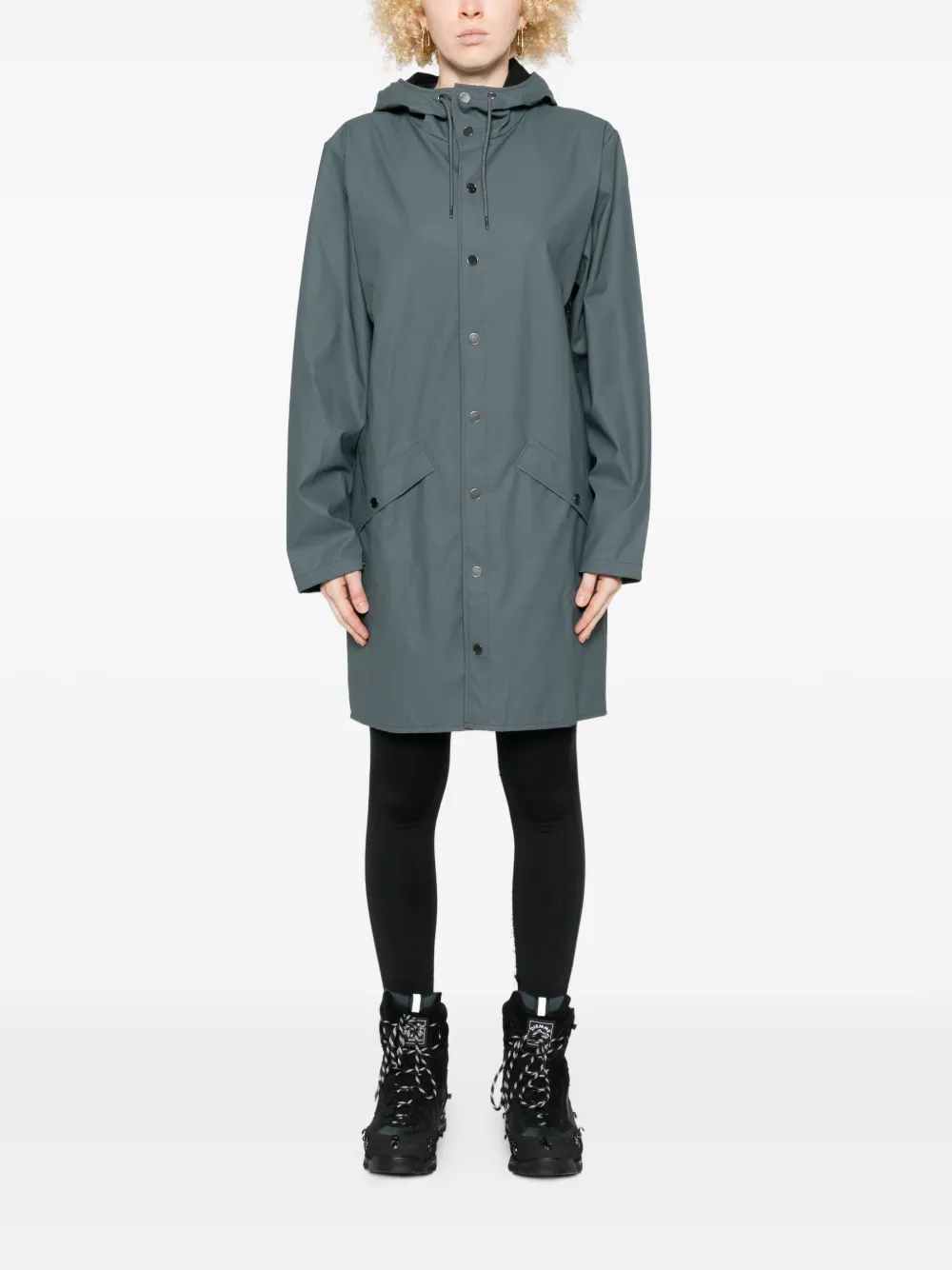 Rains Snap-button Hooded Raincoat In Gray