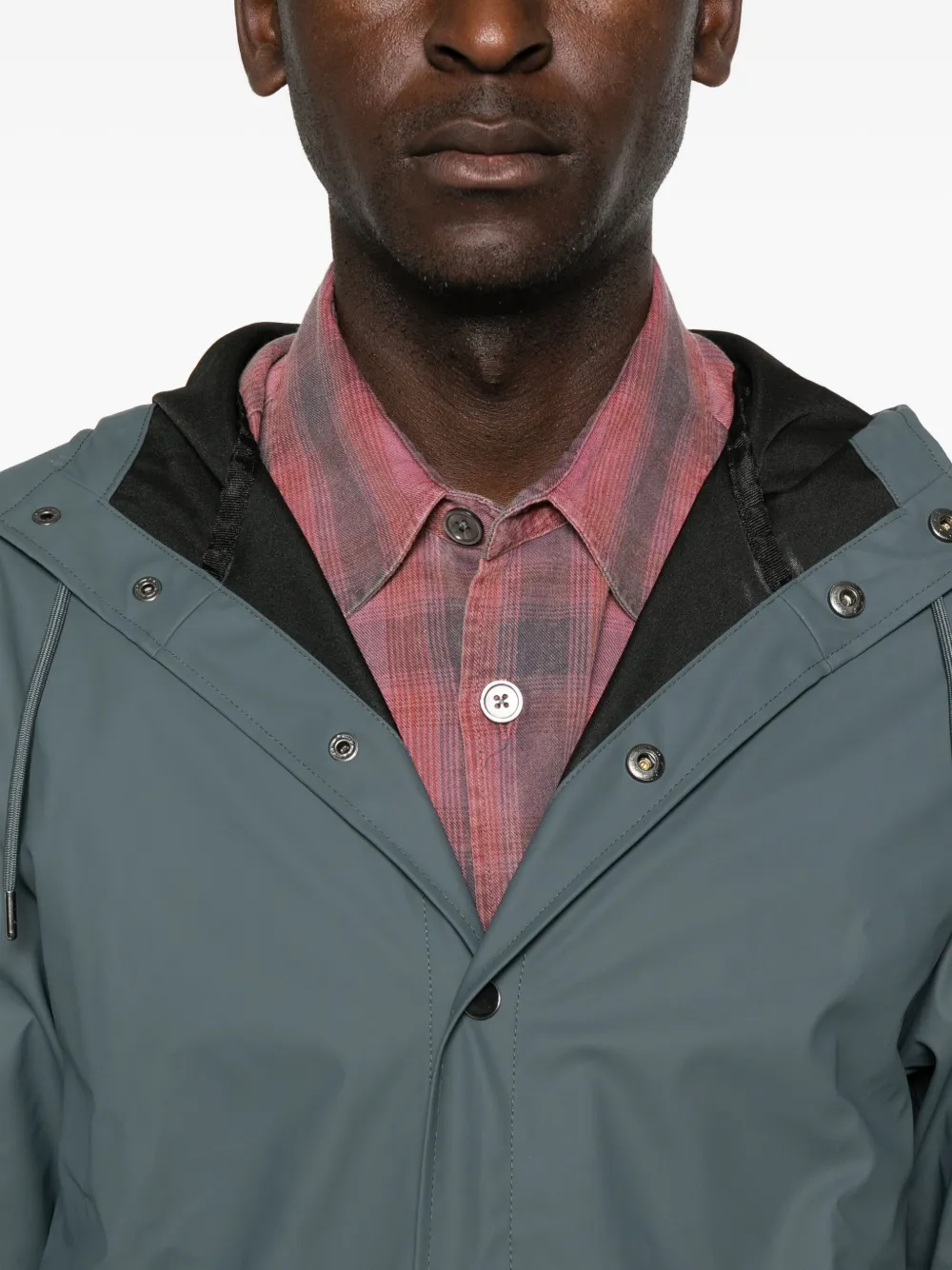 Rains Snap-button Hooded Raincoat In Gray