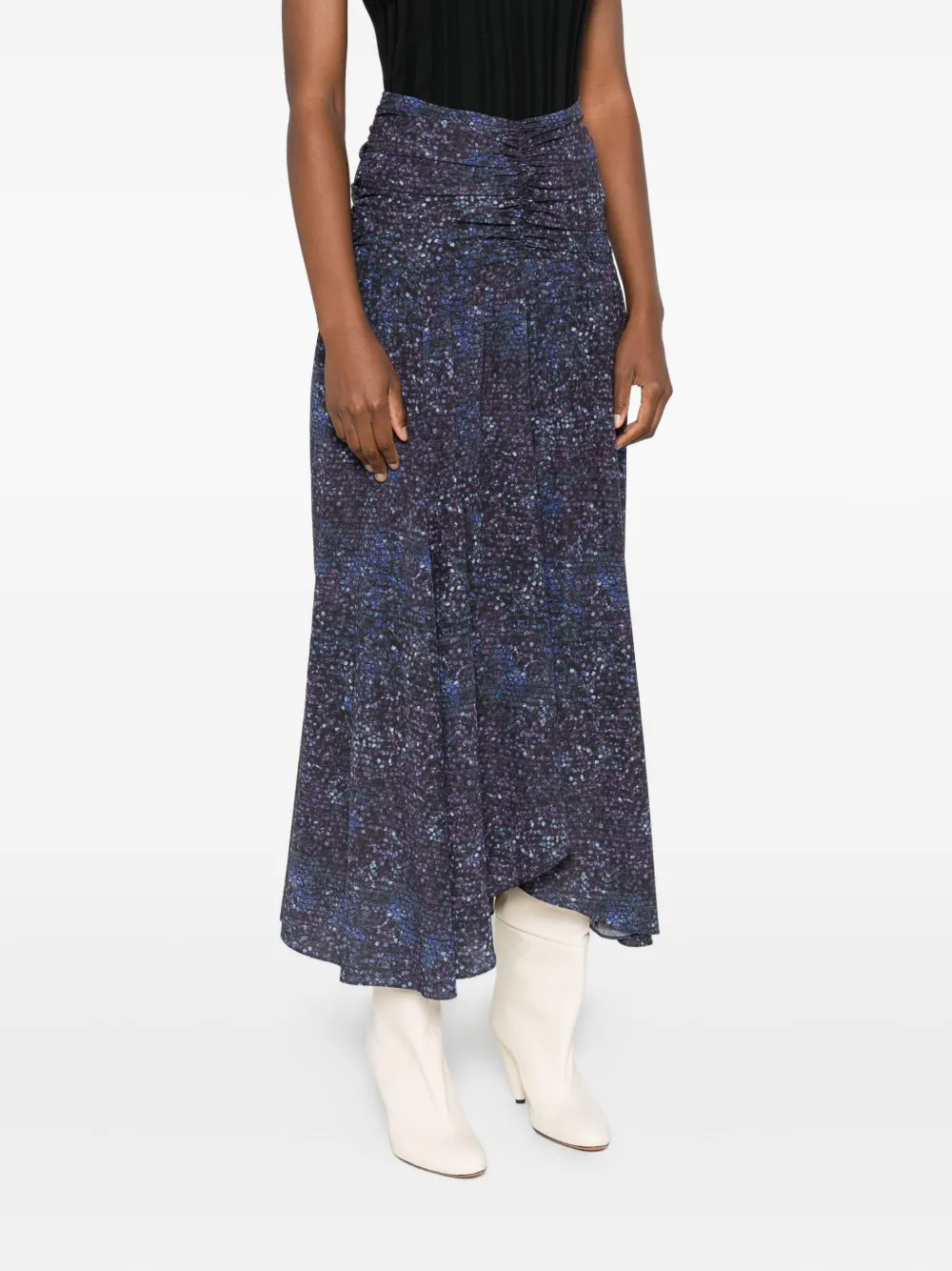 Isabel Marant Syana Gathered-print Skirt In Blue
