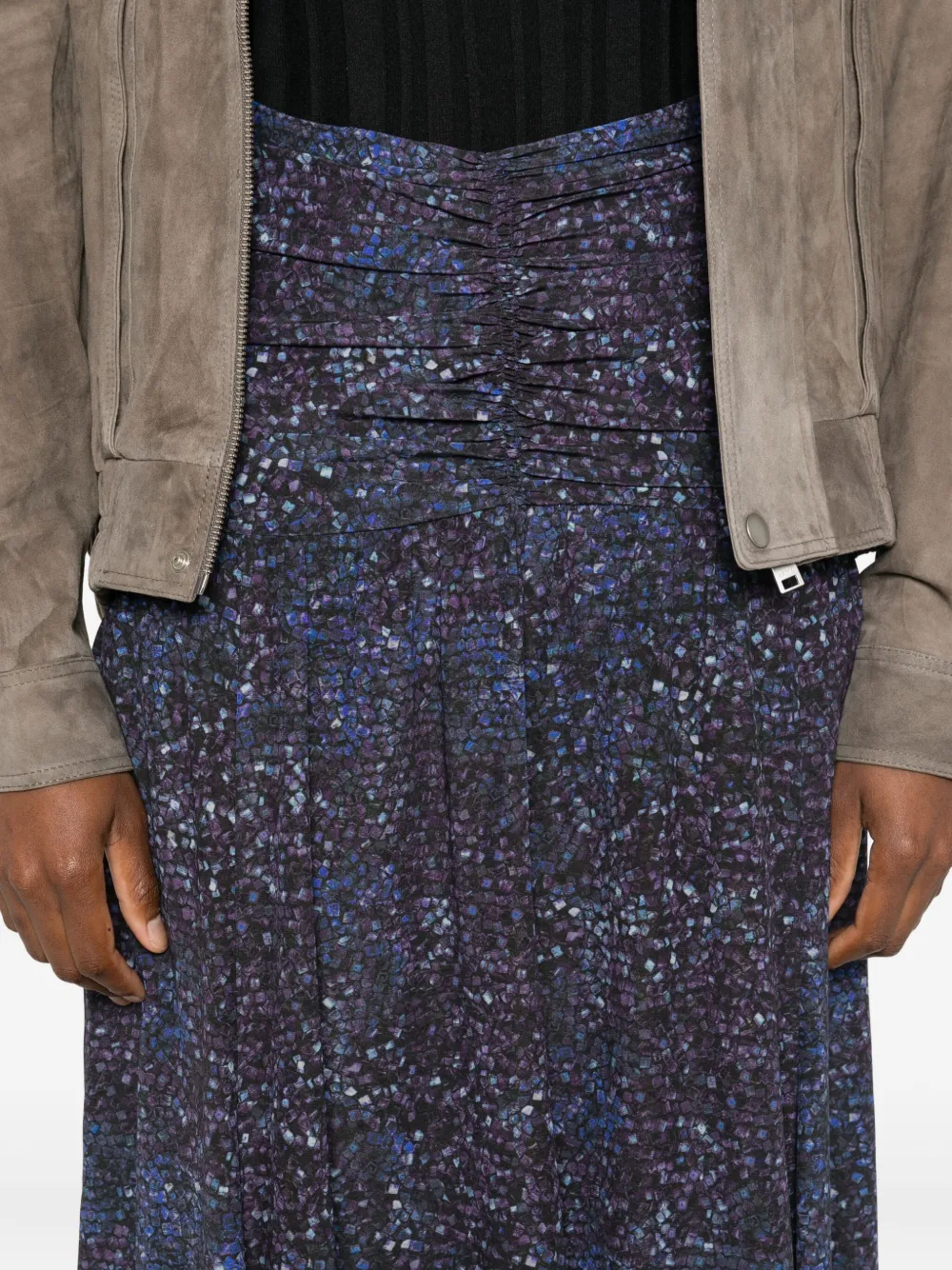 Isabel Marant Syana Gathered-print Skirt In Blue