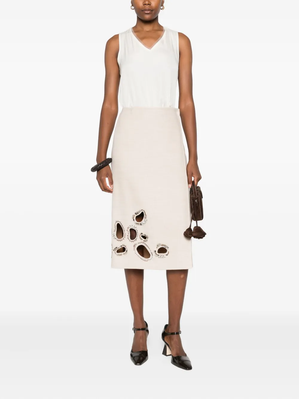 Fabiana Filippi v-neck sleeveless top Wit