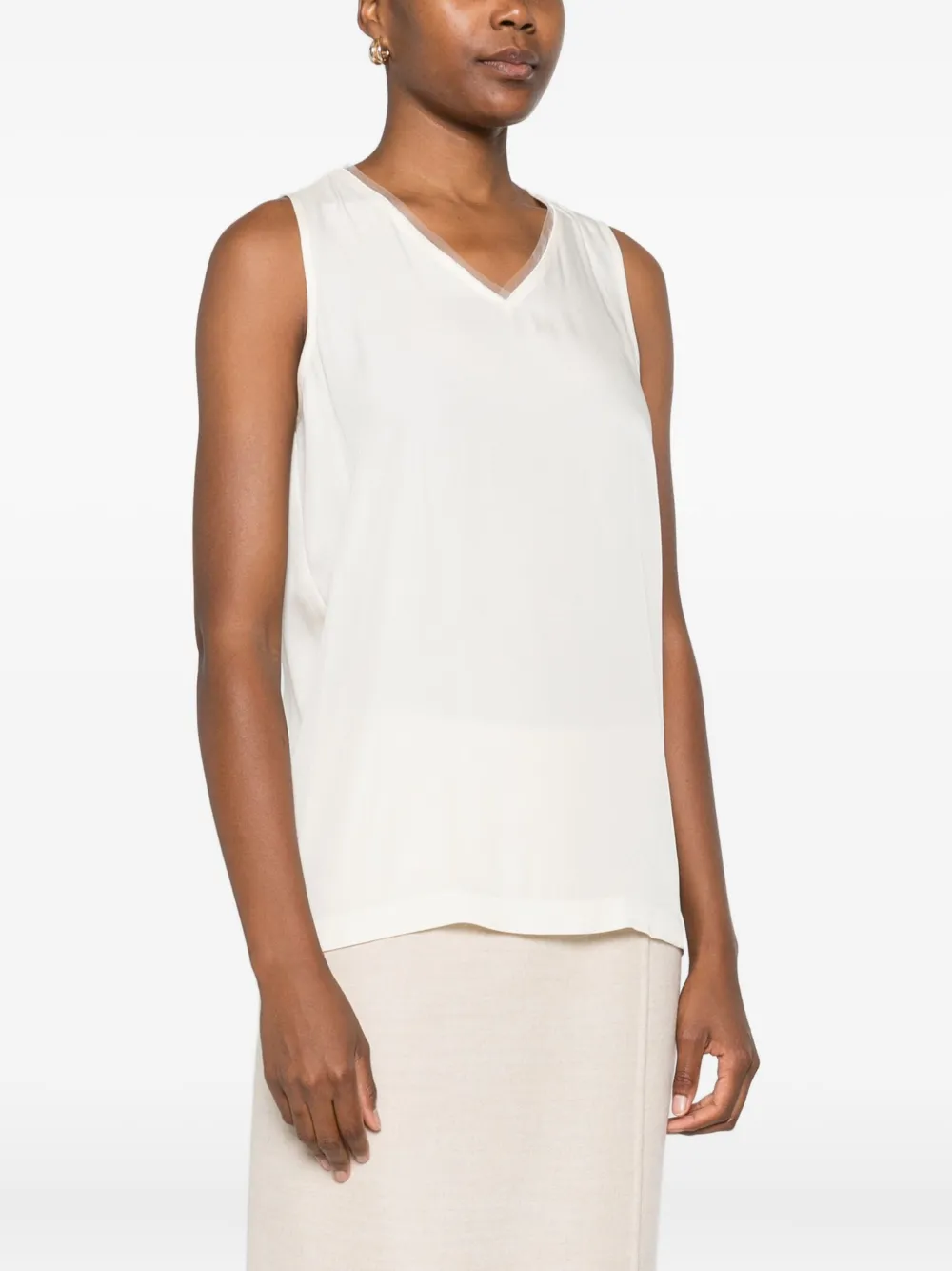 Fabiana Filippi v-neck sleeveless top Wit