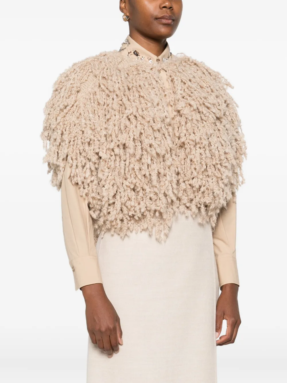 Fabiana Filippi Fringe-trimmed Cardigan In Neutral