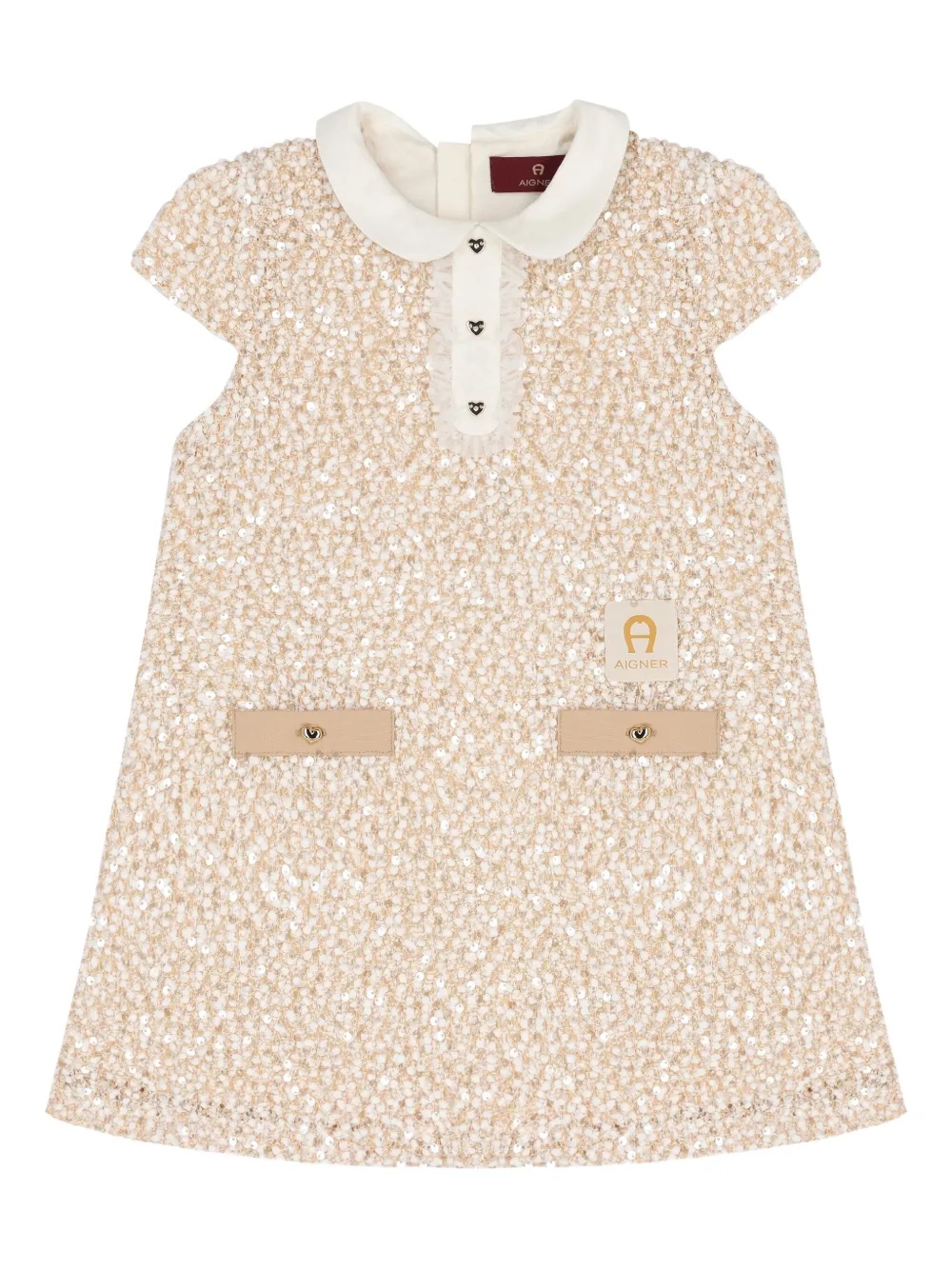 Aigner Kids sequin-embellished Peter Pan collar party dress | Brown | Image 1