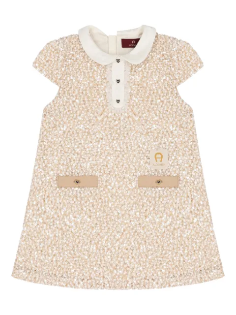 Aigner Kids sequin-embellished Peter Pan collar party dress