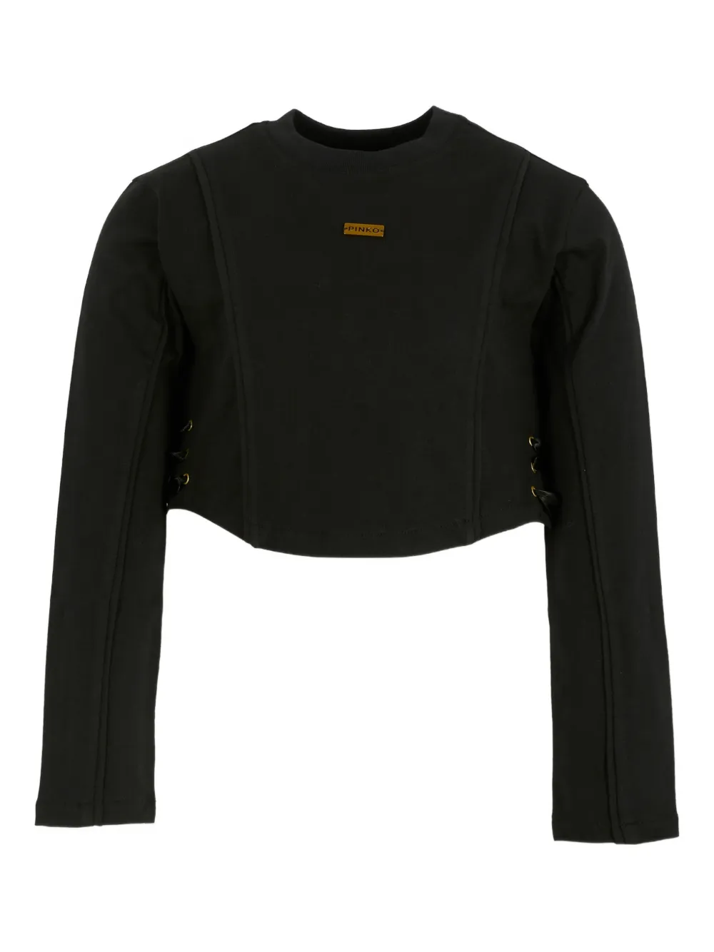Pinko Kids lace-up cotton sweatshirt | Black | Image 1