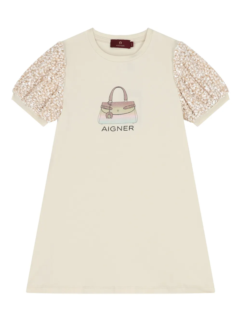 Aigner Kids sequin-embellished logo casual dress | Neutrals | Image 1