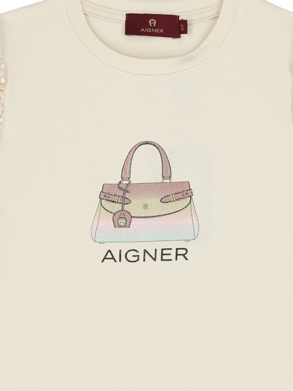 Aigner Kids Jurk met pailletten en logo Beige