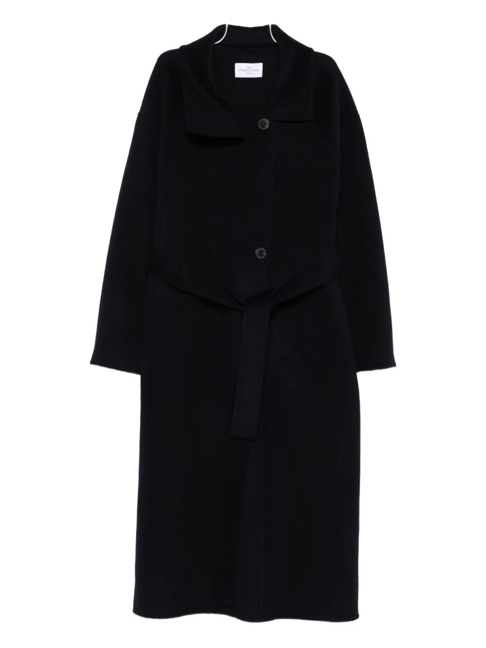 The Dynamis Studio Belted Wool Coat In Blue