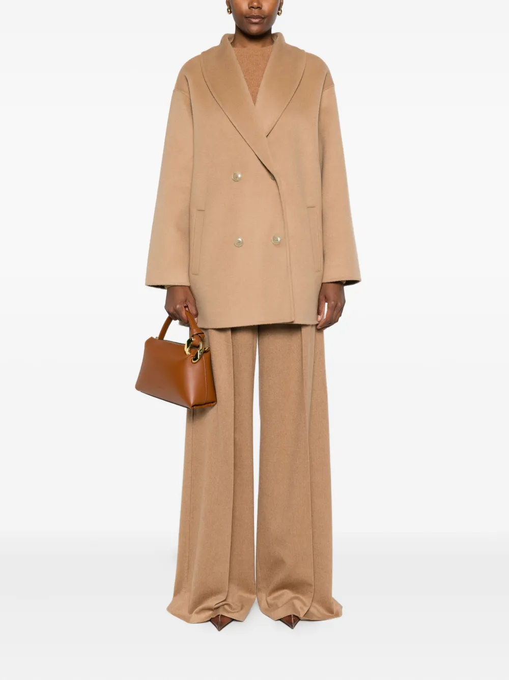The Dynamis Studio Double-breasted Wool Coat In Brown