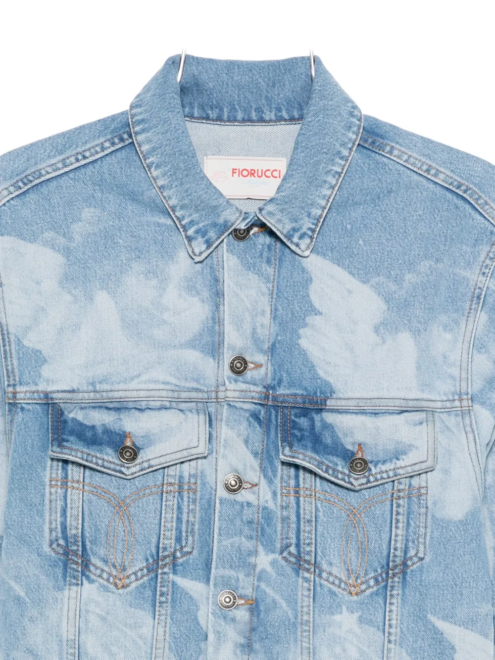 Fiorucci Printed Cotton Denim Jacket In Blue