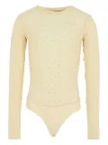 Pinko Kids crystal-embellishment long-sleeve bodysuit - D819 SNOW WHITE+LAMB+MAND