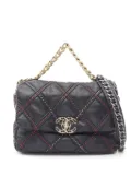 CHANEL Pre-Owned 2021 Medium Lambskin Stitched 19 Flap satchel - Blue