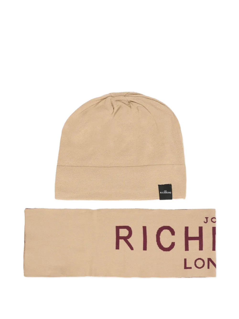 John Richmond Junior Gebreid mutsset met logo | Beige | Image 1