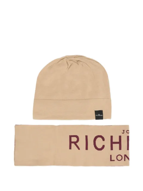 John Richmond Junior logo-knit beanie set