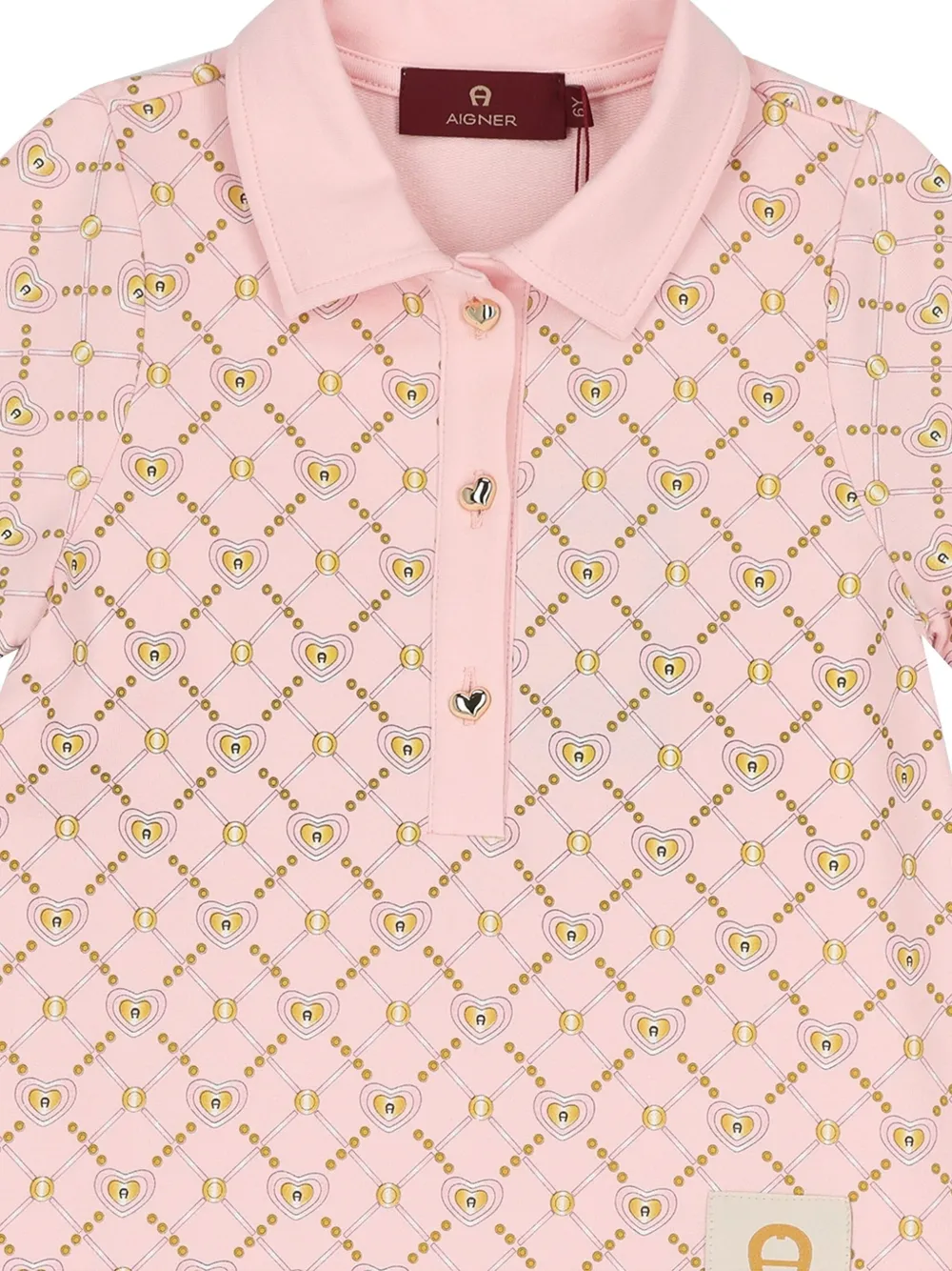 Aigner Kids Jurk met polokraag en hartvormig logo Roze