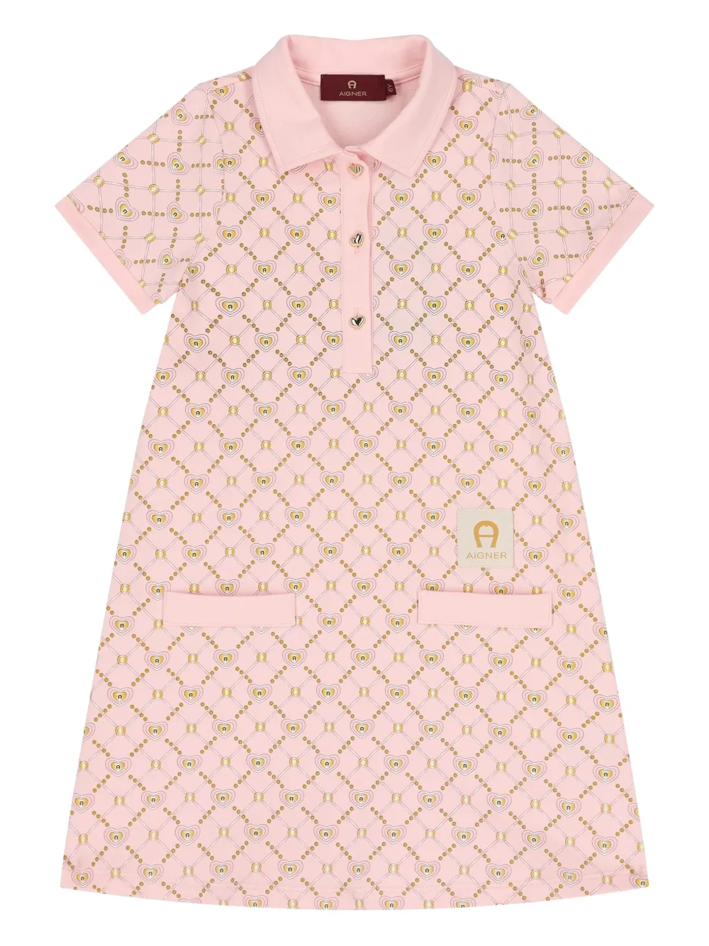 Aigner Kids logo heart polo-collar casual dress | Pink | Image 1