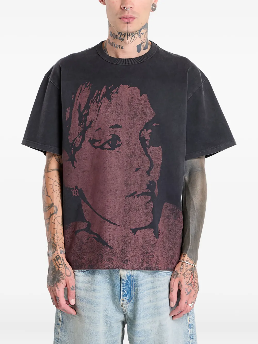 Misbhv Portrait-print T-shirt In Black