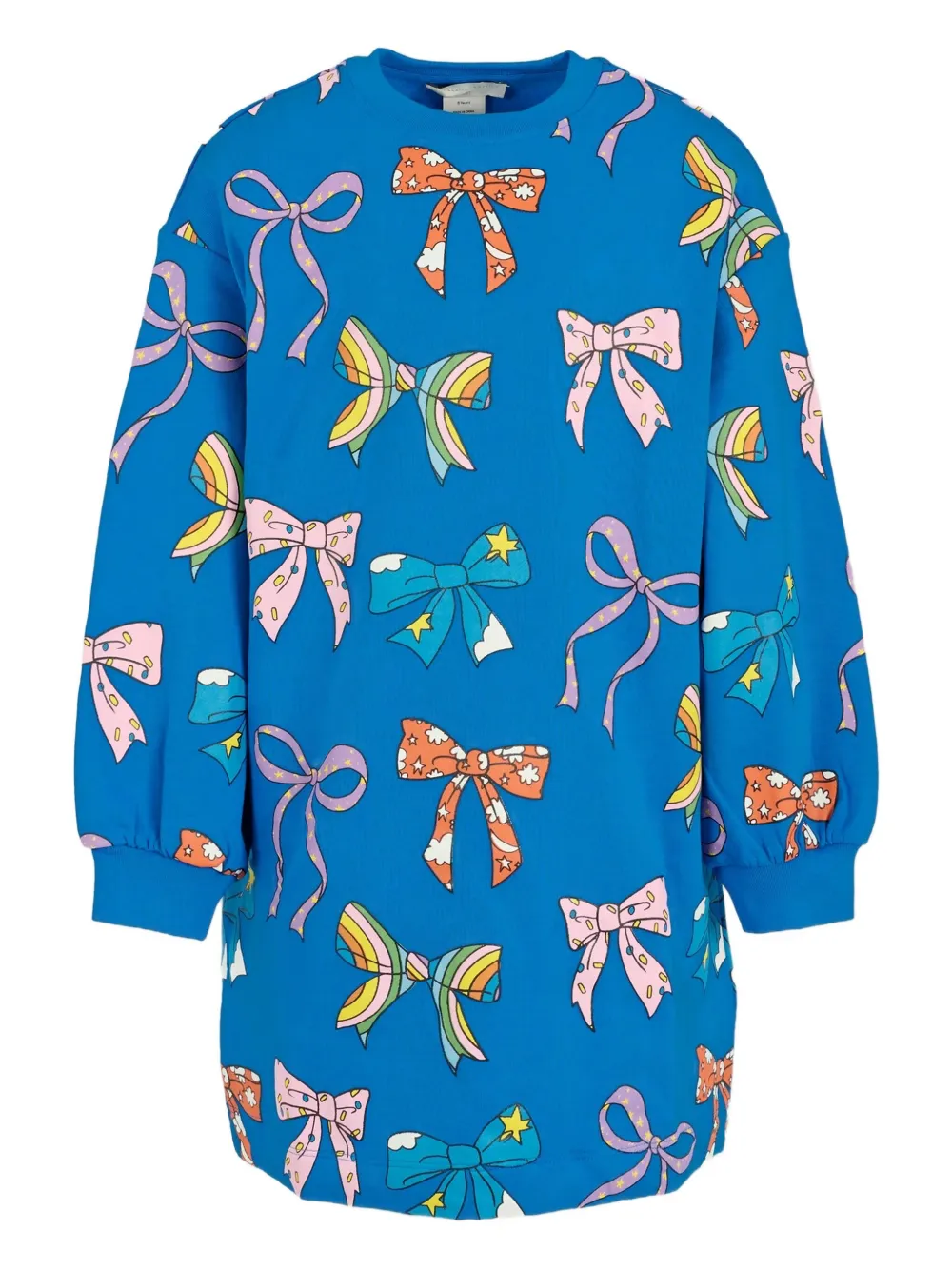 Stella McCartney Kids bow-print long-sleeve mini dress | Blue | Image 1