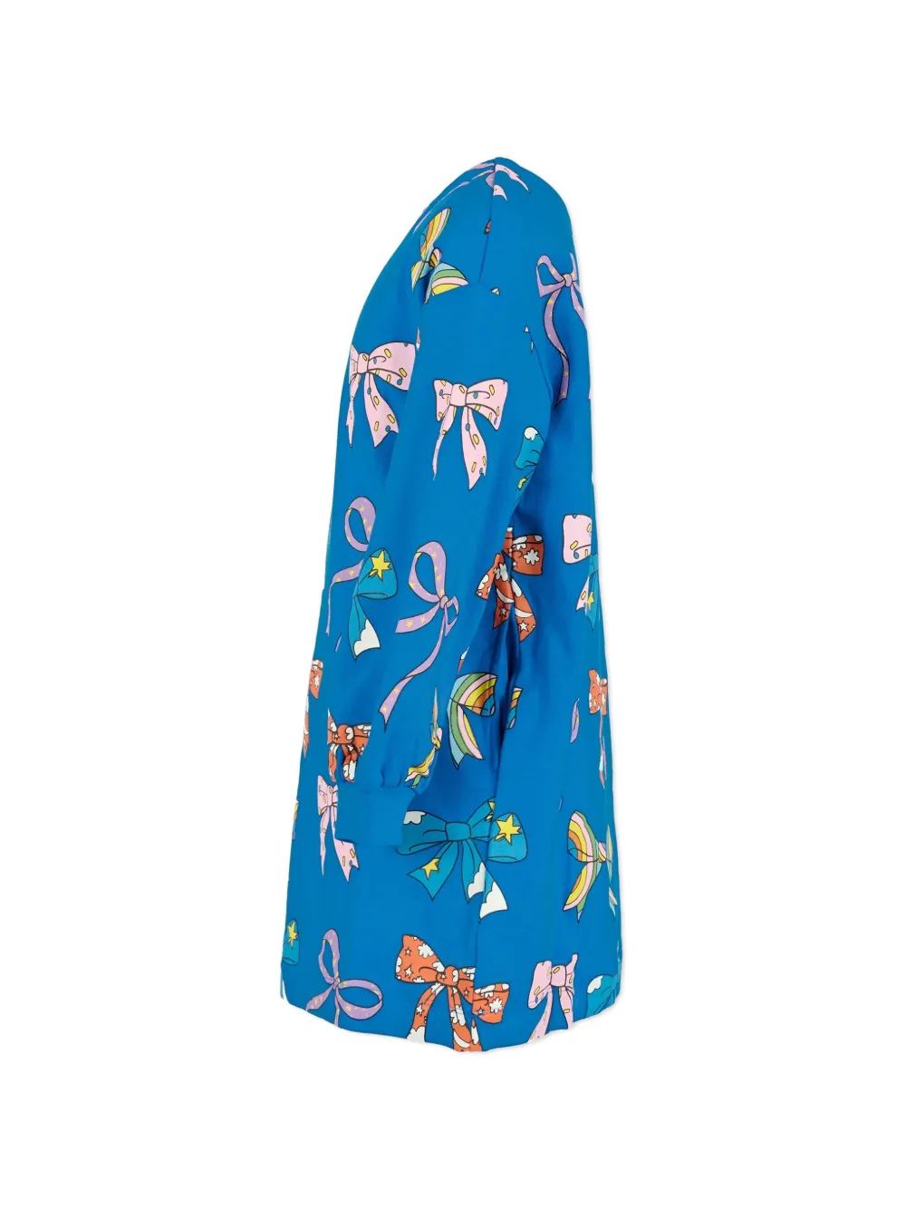 Stella Mccartney Bow-print Long-sleeve Mini Dress In Blue