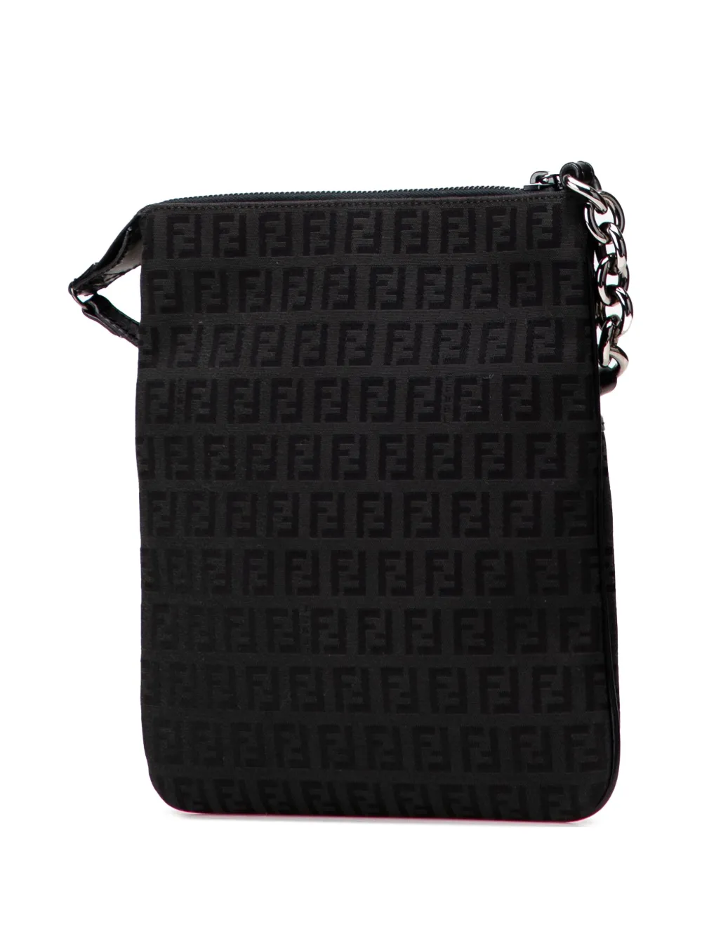 Pre-owned Fendi 2000-2010 Zucchino Canvas Crossbody Bag In Black
