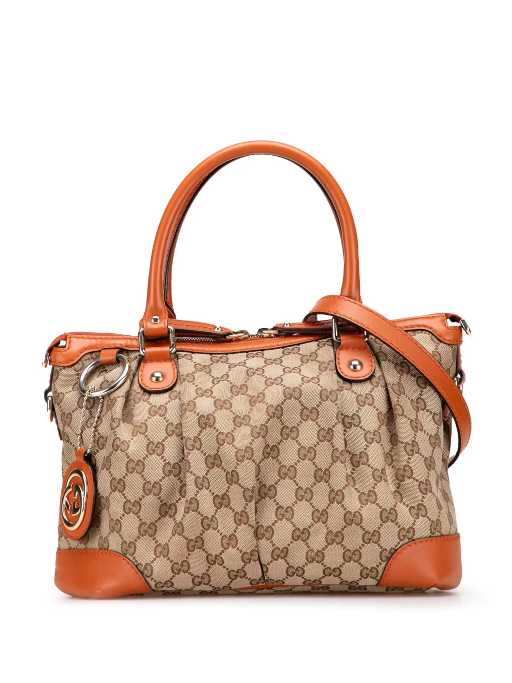Pre-owned Gucci 2000-2015 Gg Canvas Sukey Satchel In Brown