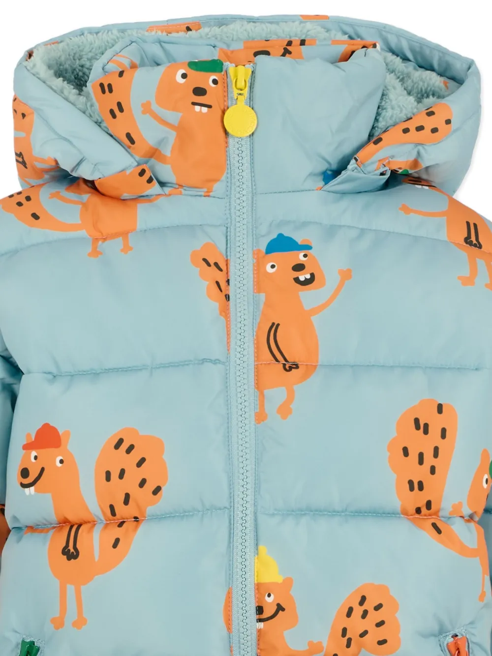 Stella Mccartney Squirrel-print Puffer Jacket In Blue