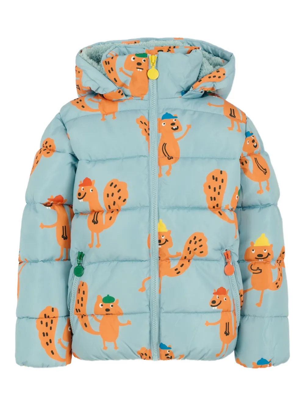 Stella McCartney Kids squirrel-print puffer jacket | Blue | Image 1