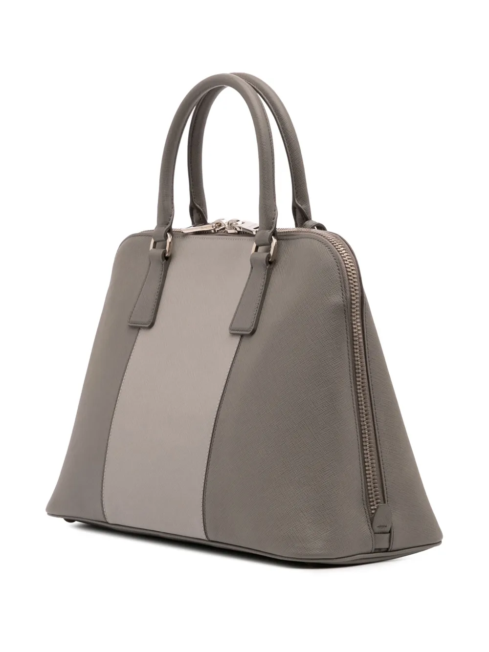 Pre-owned Prada 2013-2025 Medium Bicolor Saffiano Lux Promenade Satchel In Gray