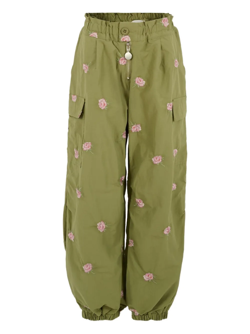 Stella McCartney Kids rose-embroidered cargo trousers | Green | Image 1