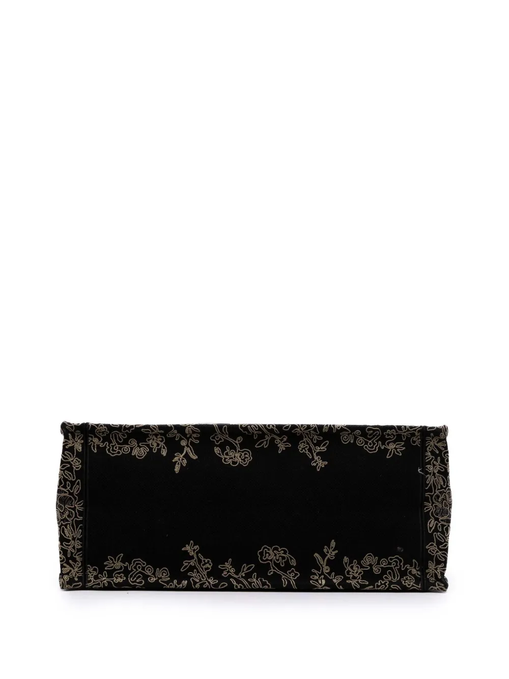 Pre-owned Dior 2022 Large Canvas Embroidered Jardin D'hiver Book Tote Bag In Black