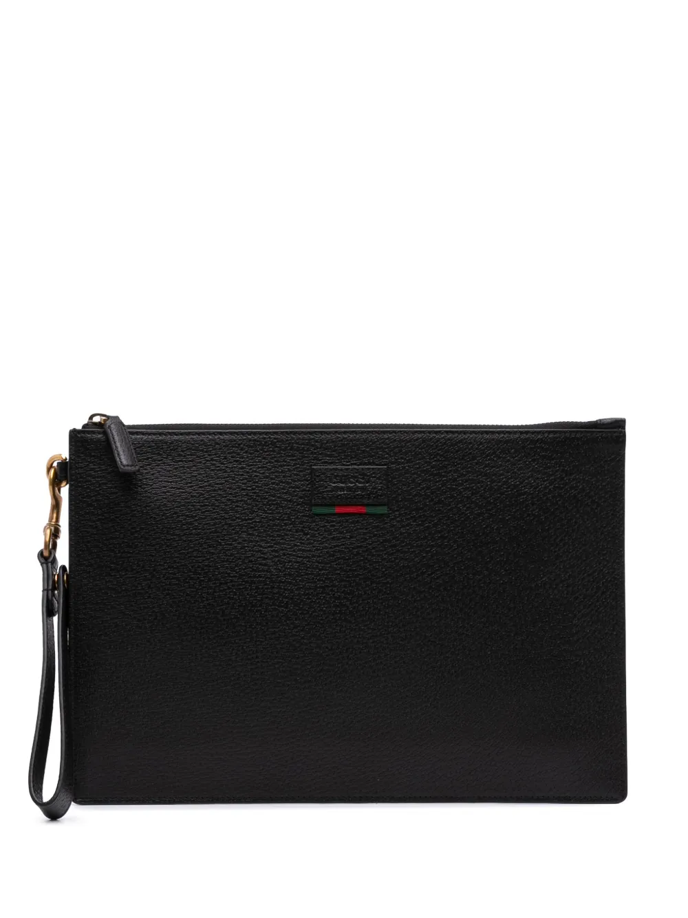 Gucci Pre-Owned 2000-2015 Leather Web Agora clutch bag - ブラック Gucci Pre-Owned 2000-2015 Leather Web Agora clutch bag - ブラック
