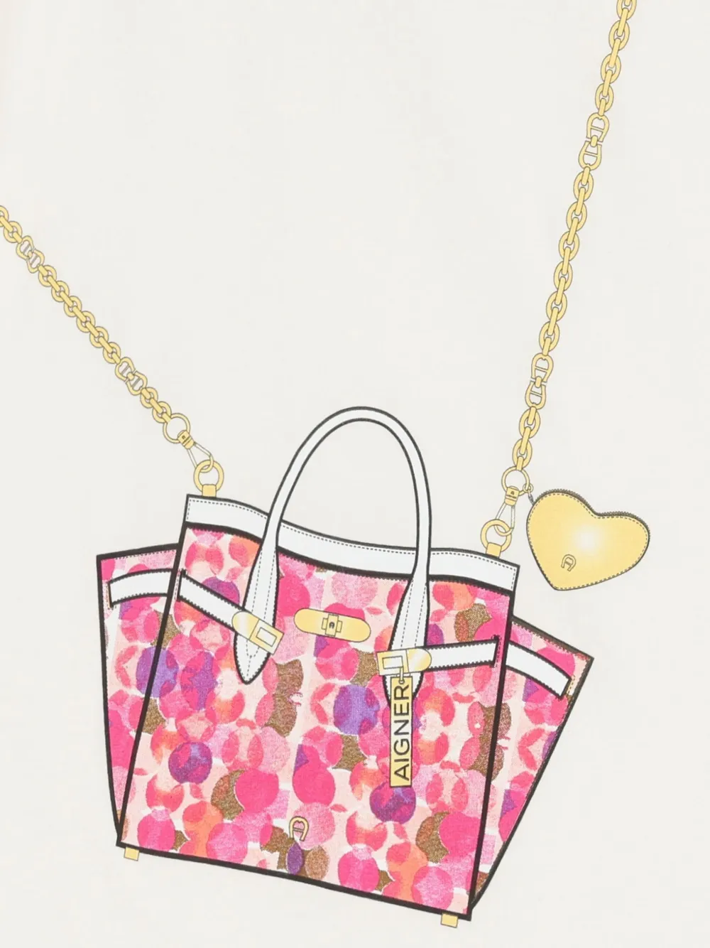 Aigner Kids Jurk met ruches en handtasprint Wit