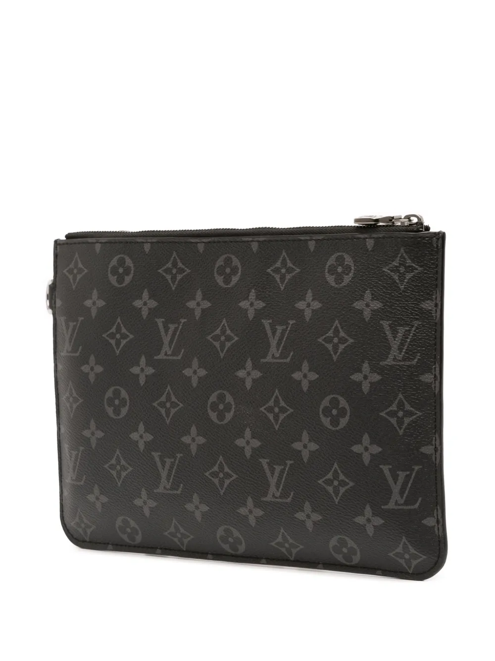 Pre-owned Louis Vuitton 2018 Monogram Eclipse Cabas Pochette Clutch Bag In Black