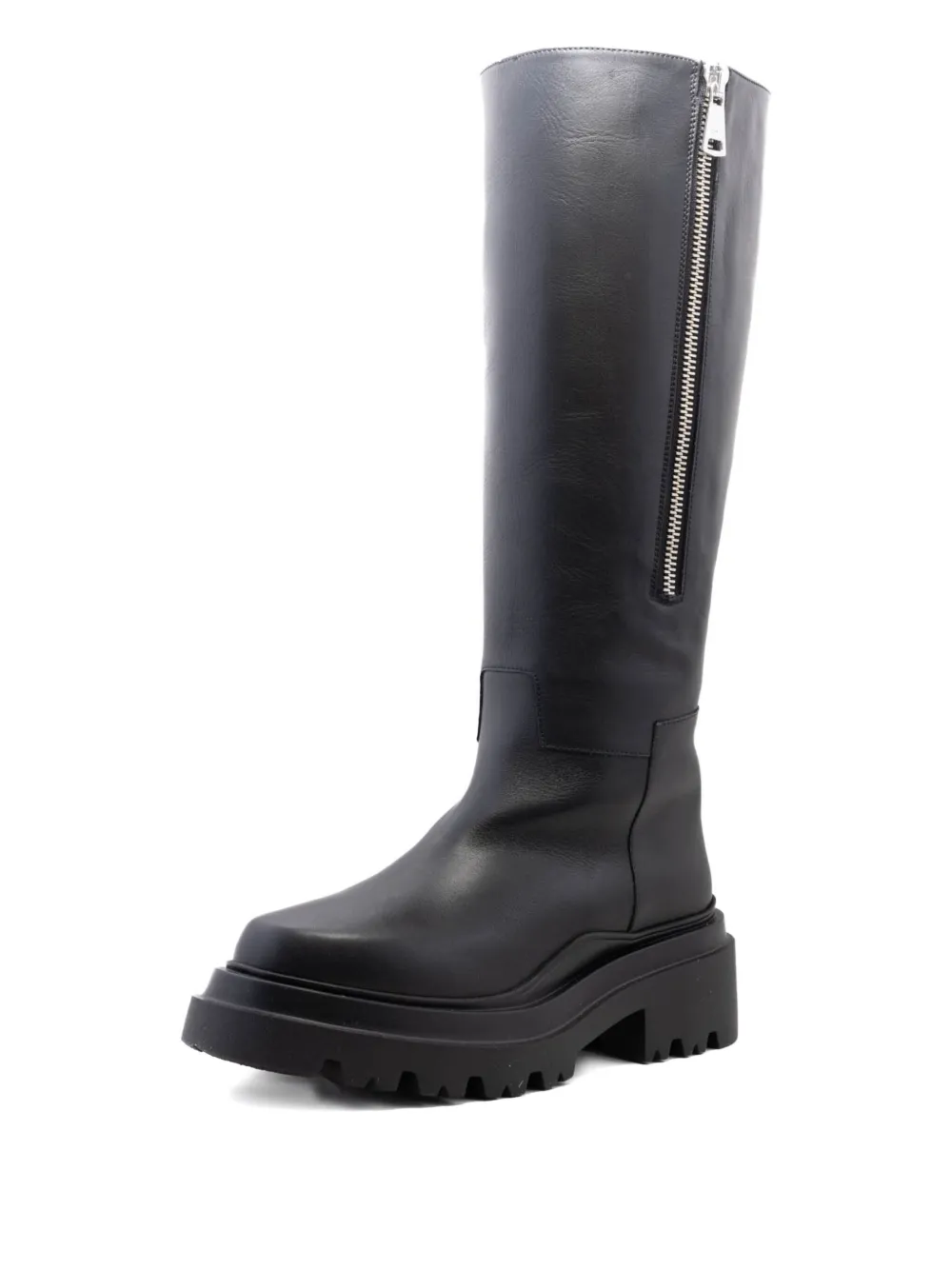Plan C Zip-detail Platform Boots In Black
