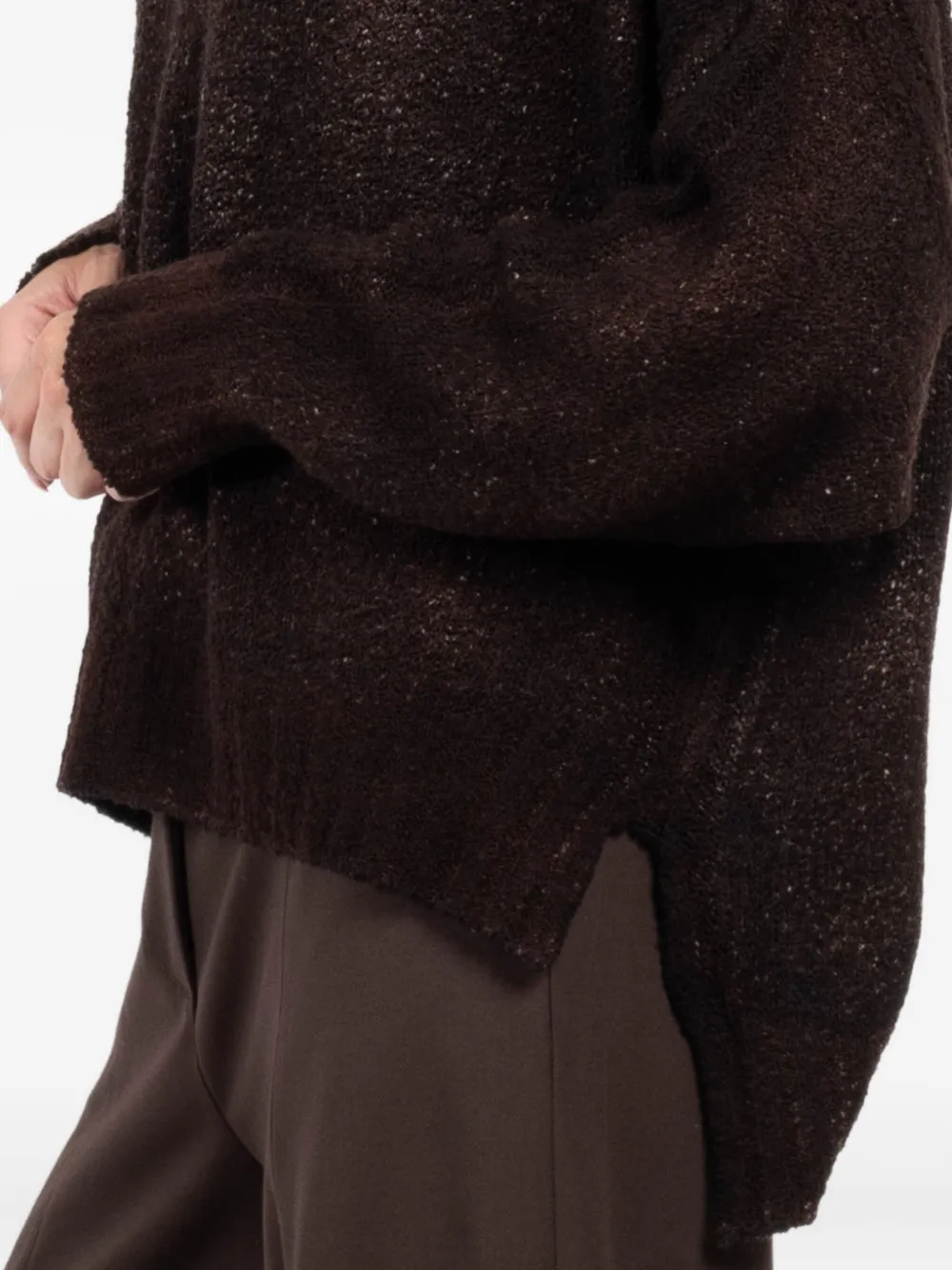 Avant Toi Metallic trui met opstaande hals Bruin