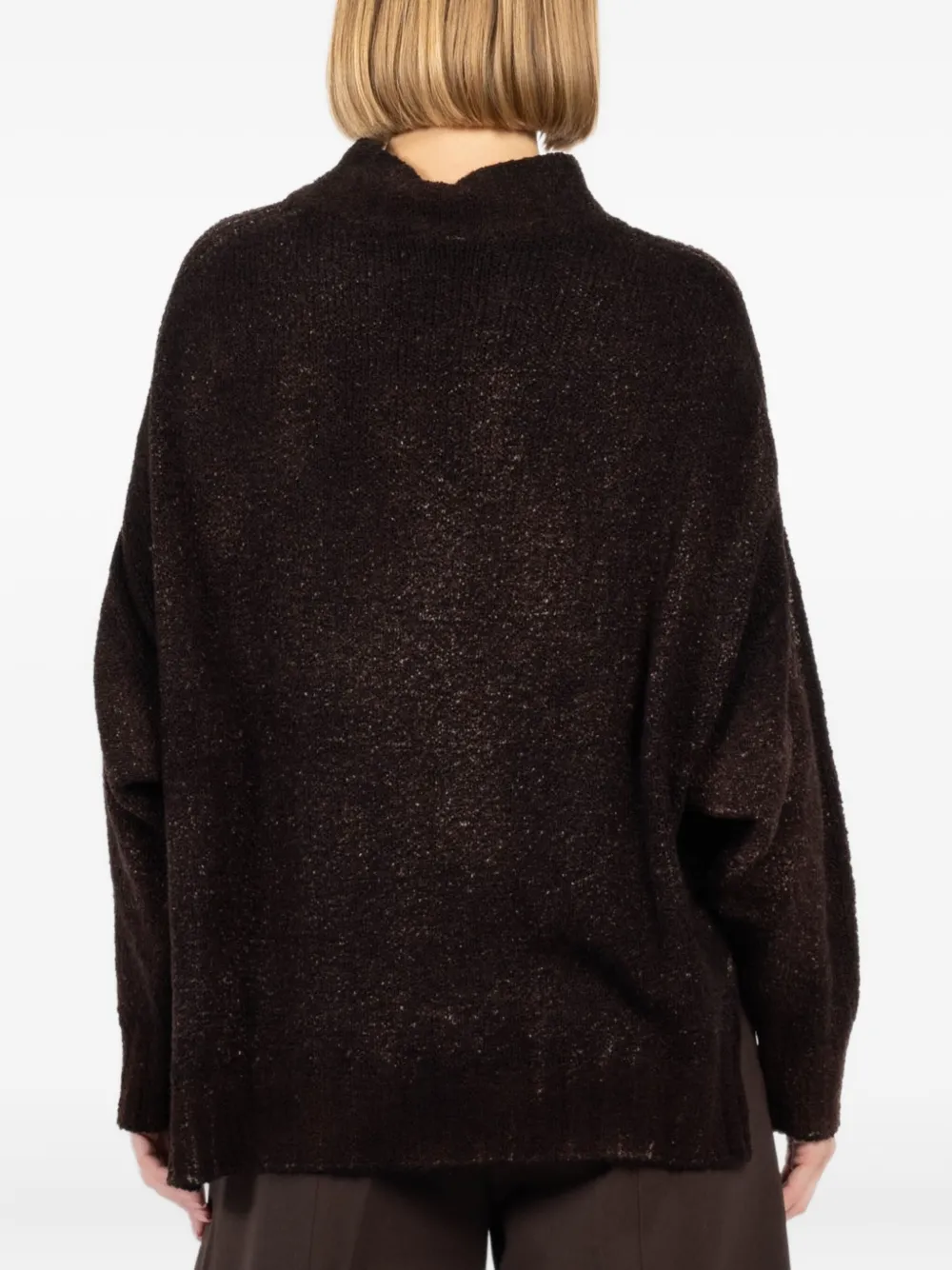 Avant Toi Metallic trui met opstaande hals Bruin