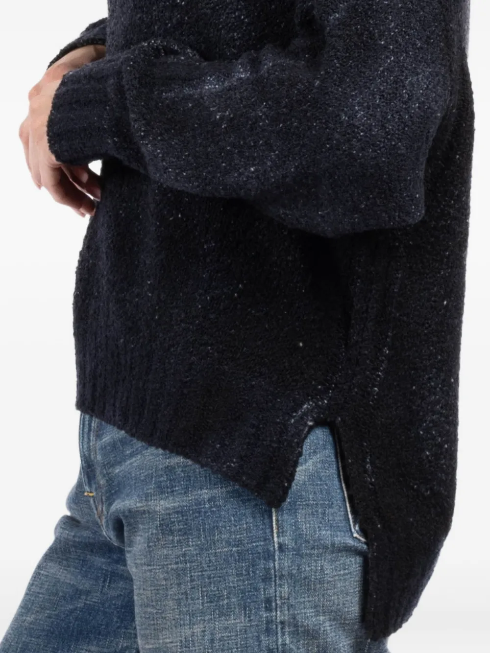 Avant Toi Mock-neck Sparkle Knit Sweater In Blue