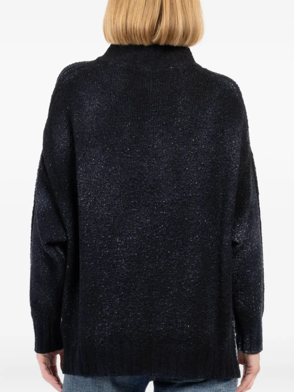 Avant Toi Mock-neck Sparkle Knit Sweater In Blue