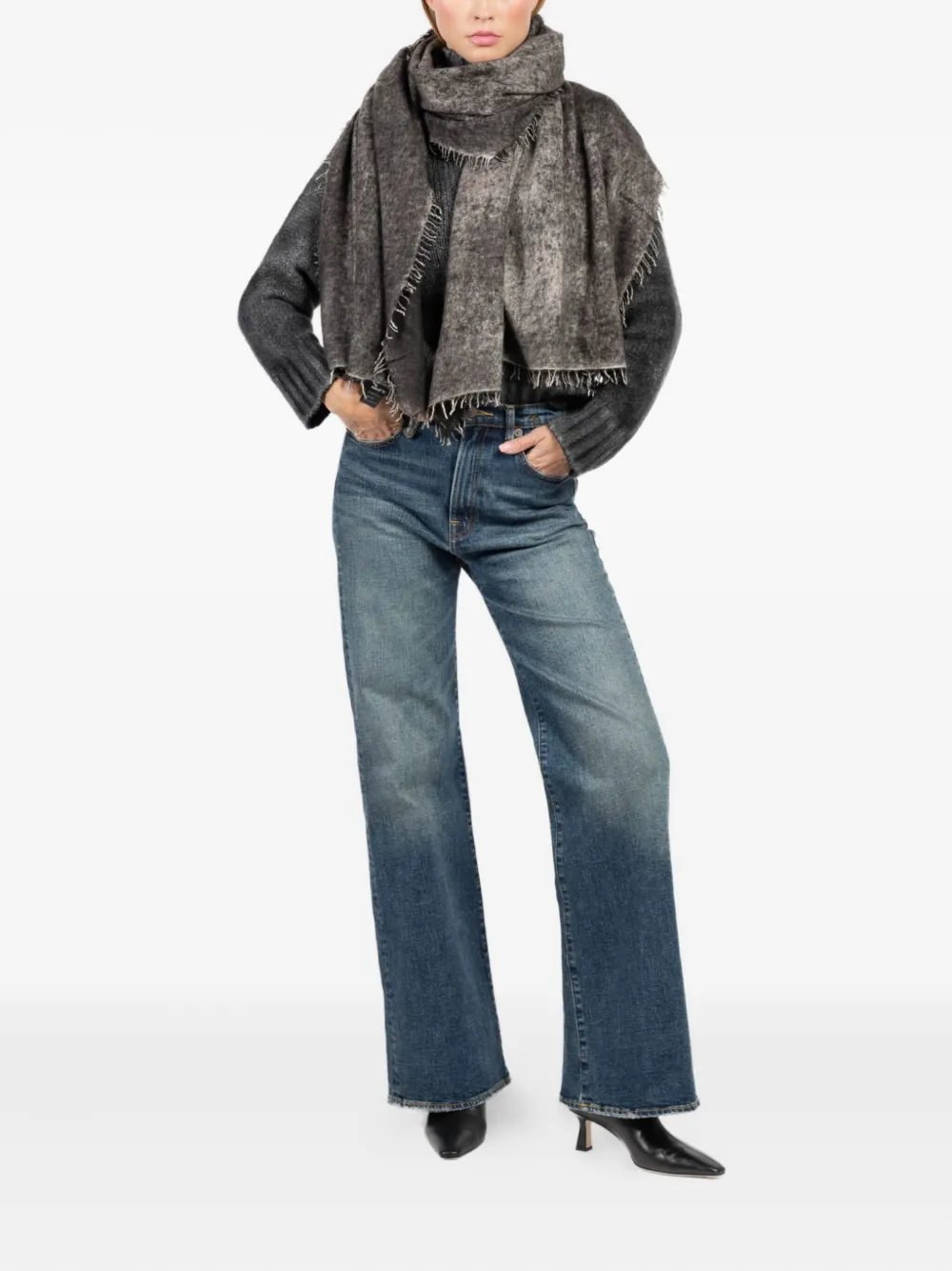 Avant Toi frayed-edge scarf | Brown | Image 1