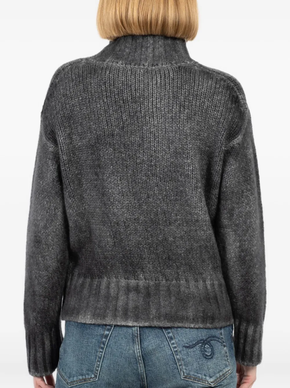 Avant Toi Mock-neck Ribbed Knit Sweater In Gray