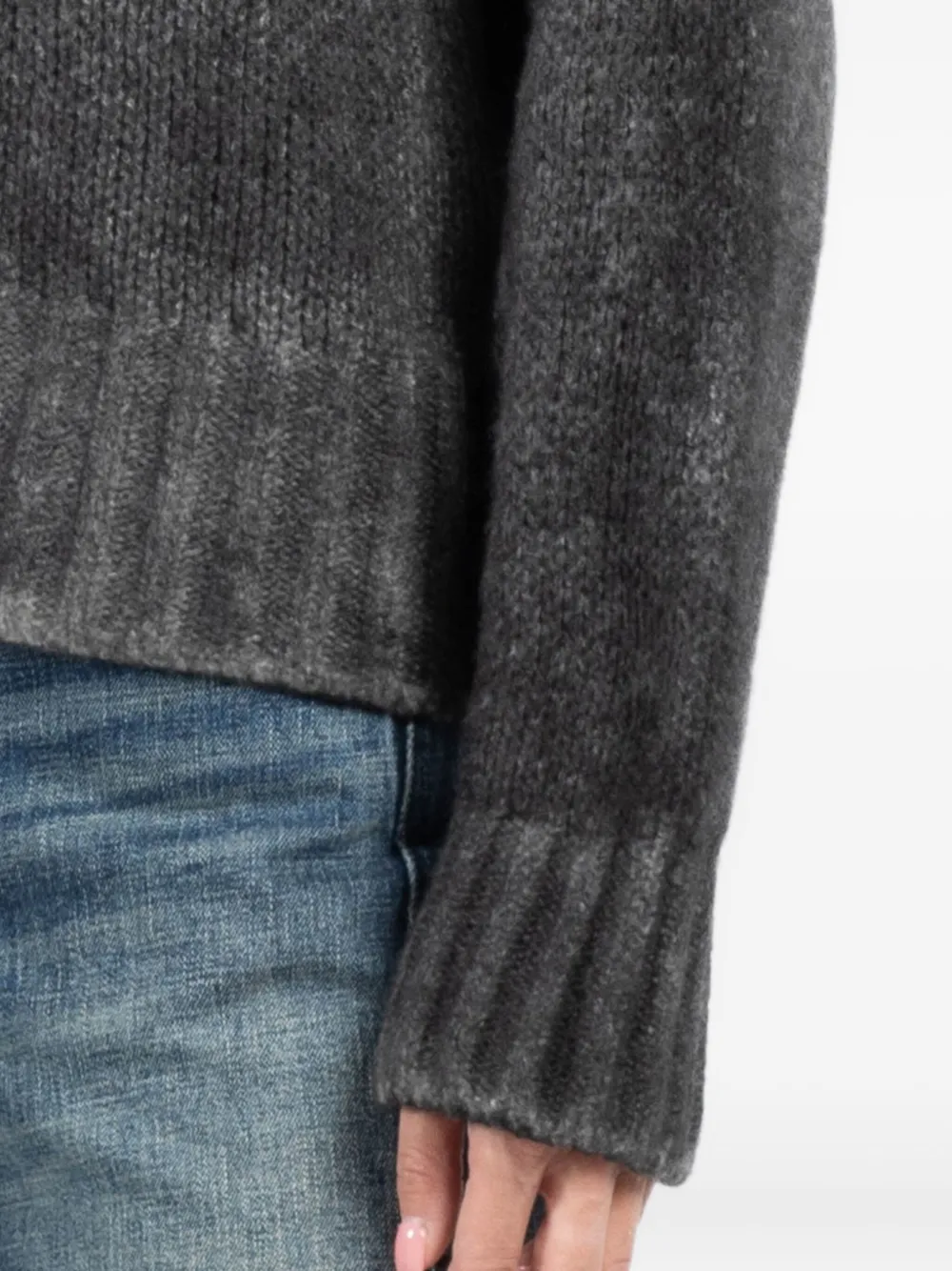 Avant Toi Mock-neck Ribbed Knit Sweater In Gray