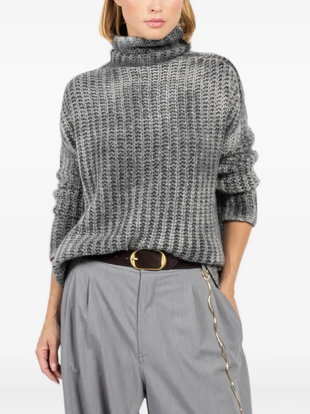 Avant Toi ribbed turtleneck sweater | Grey | Image 1