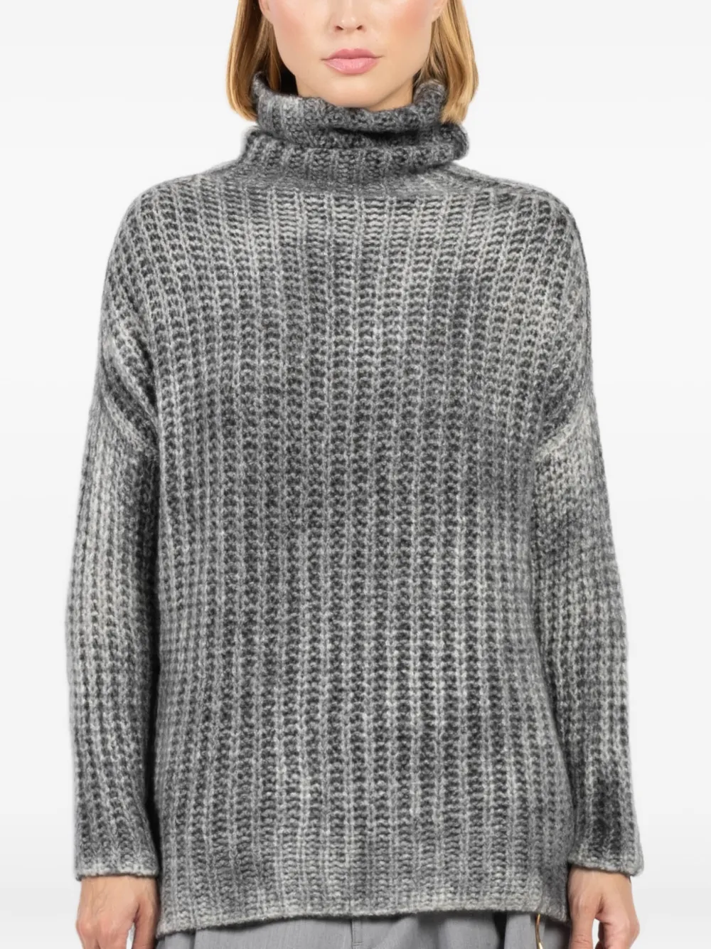 Avant Toi Ribbed Turtleneck Sweater In Gray