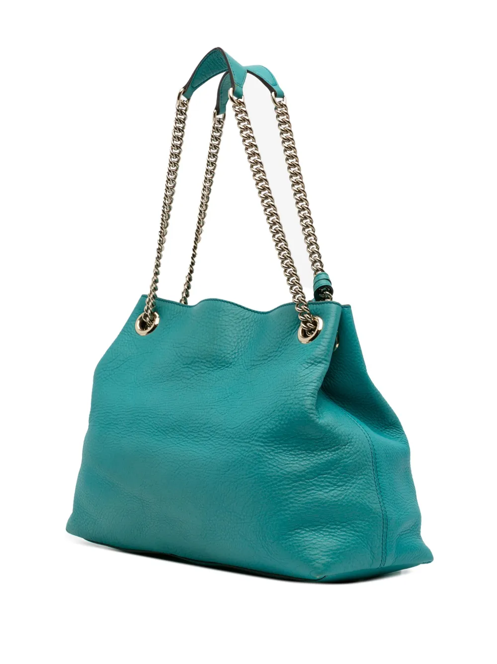 Pre-owned Gucci 2016-2025 Medium Leather Soho Chain Tote Bag In Blue