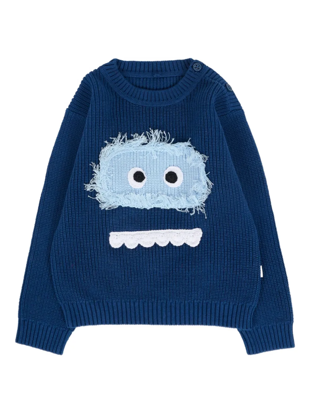 Stella McCartney Kids monster face-motif organic cotton sweater | Blue | Image 1
