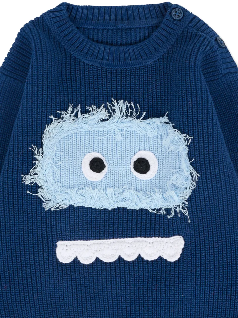 Stella Mccartney Monster Face-motif Organic Cotton Sweater In Blue