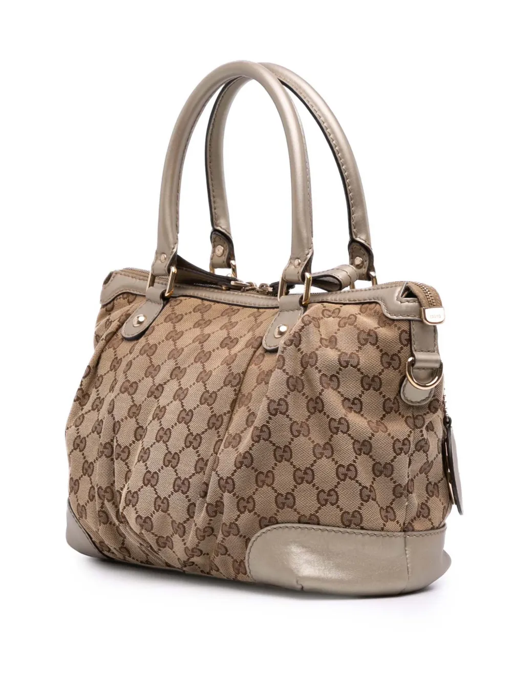 Pre-owned Gucci 2016-2025 Gg Canvas Sukey Satchel In Brown