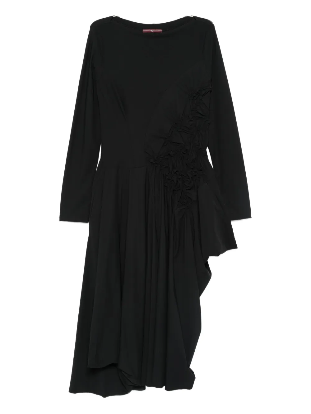 High Ruched-detail Asymmetric Dress In Black